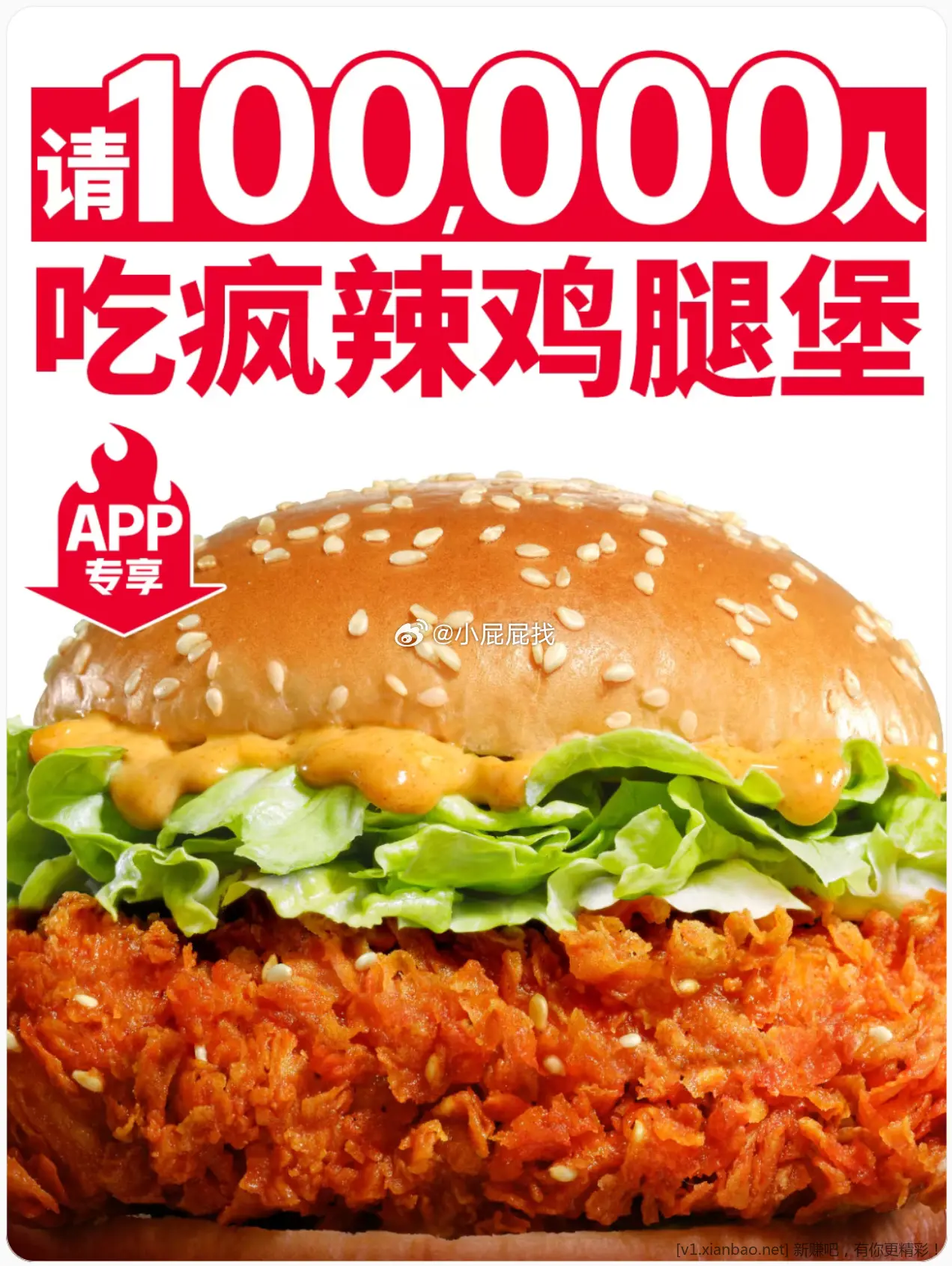 5月8日 肯德基APP 登录会员领券 0元兑换疯辣鸡腿堡 共100000份 数量有限 - 线报酷