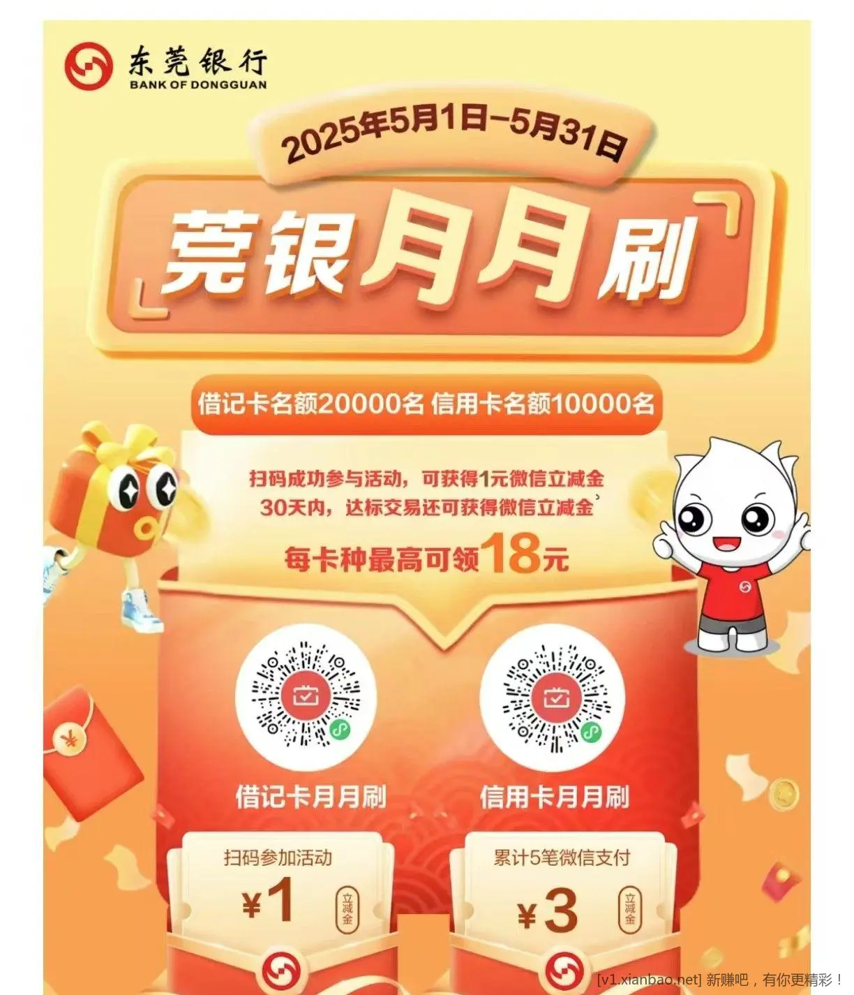 东莞银行月月刷各18元立减金！ - 线报Push