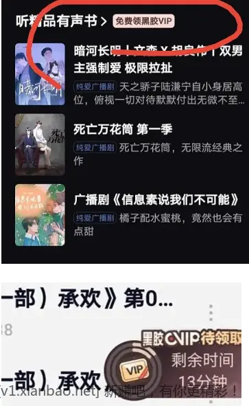 网抑云听书领黑胶会员 - 线报酷