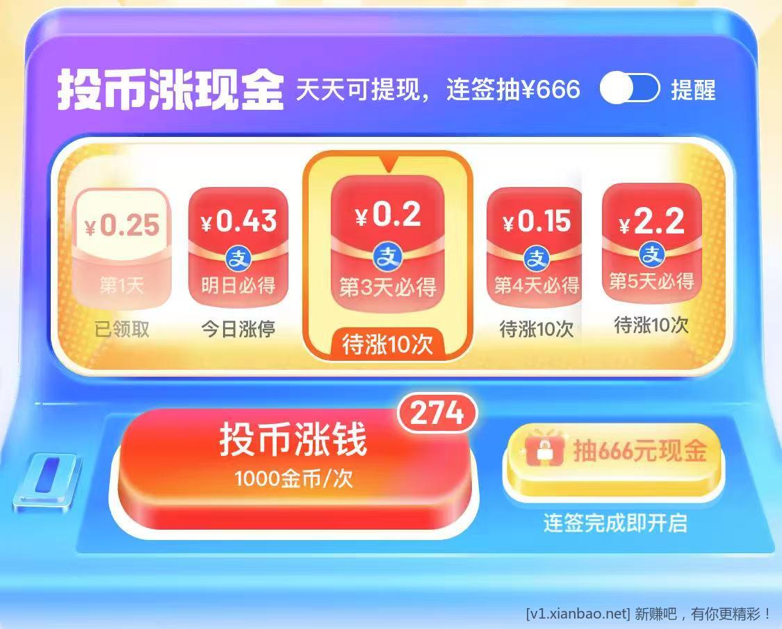 夸克签到投币涨5天，实测到账5+ - 线报酷