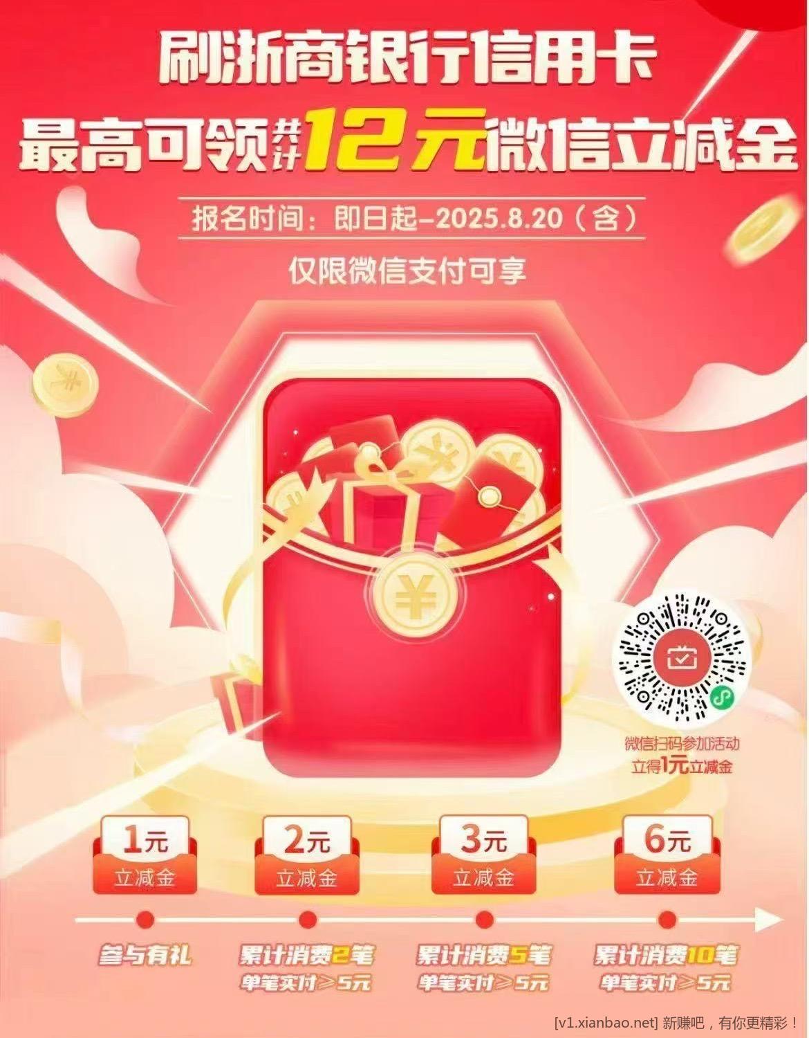 浙商银行信用卡月月刷12块 - 线报酷