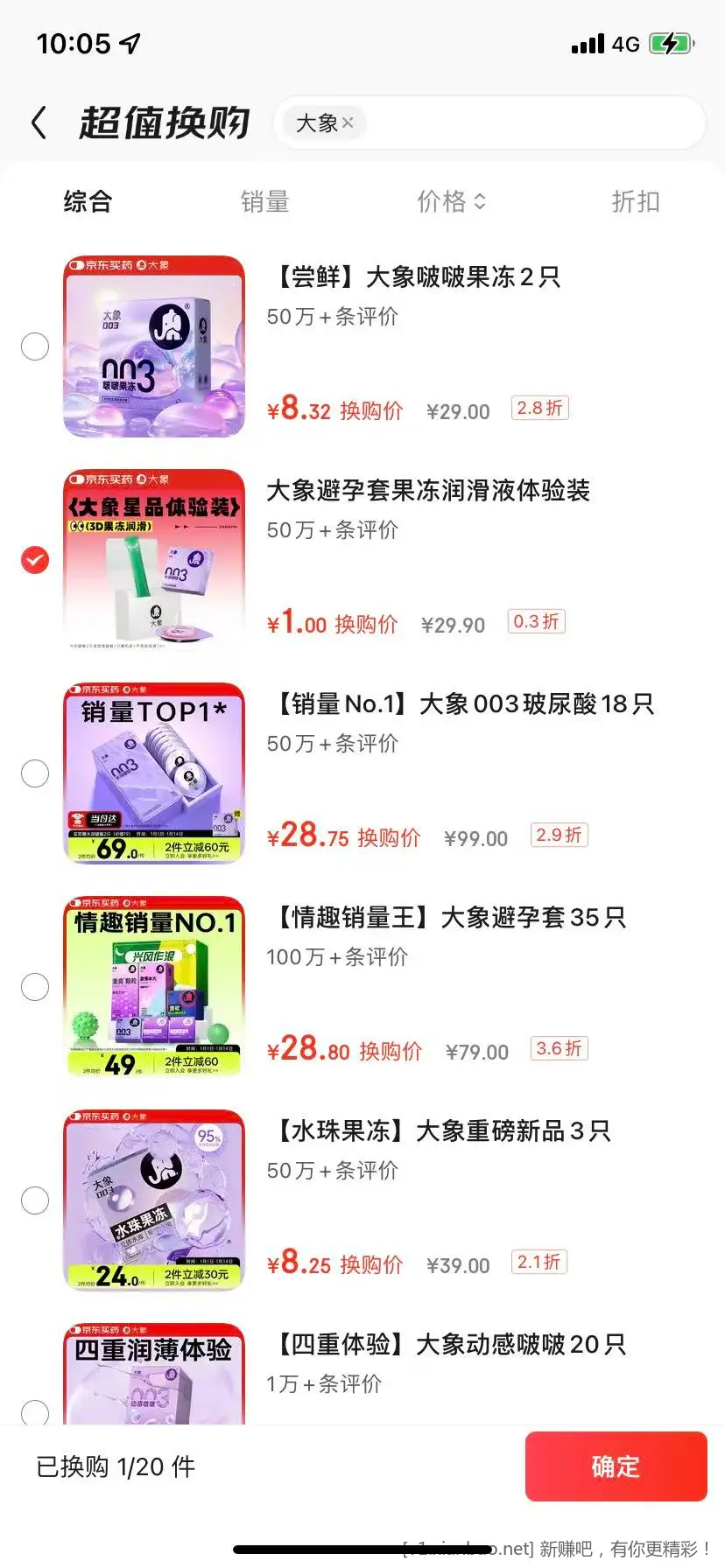 大象水润波波，一个五毛，需京东plus - 线报酷