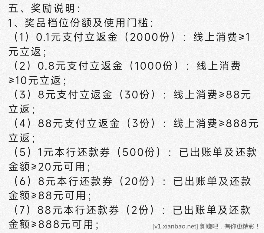 中信 还款或返现券