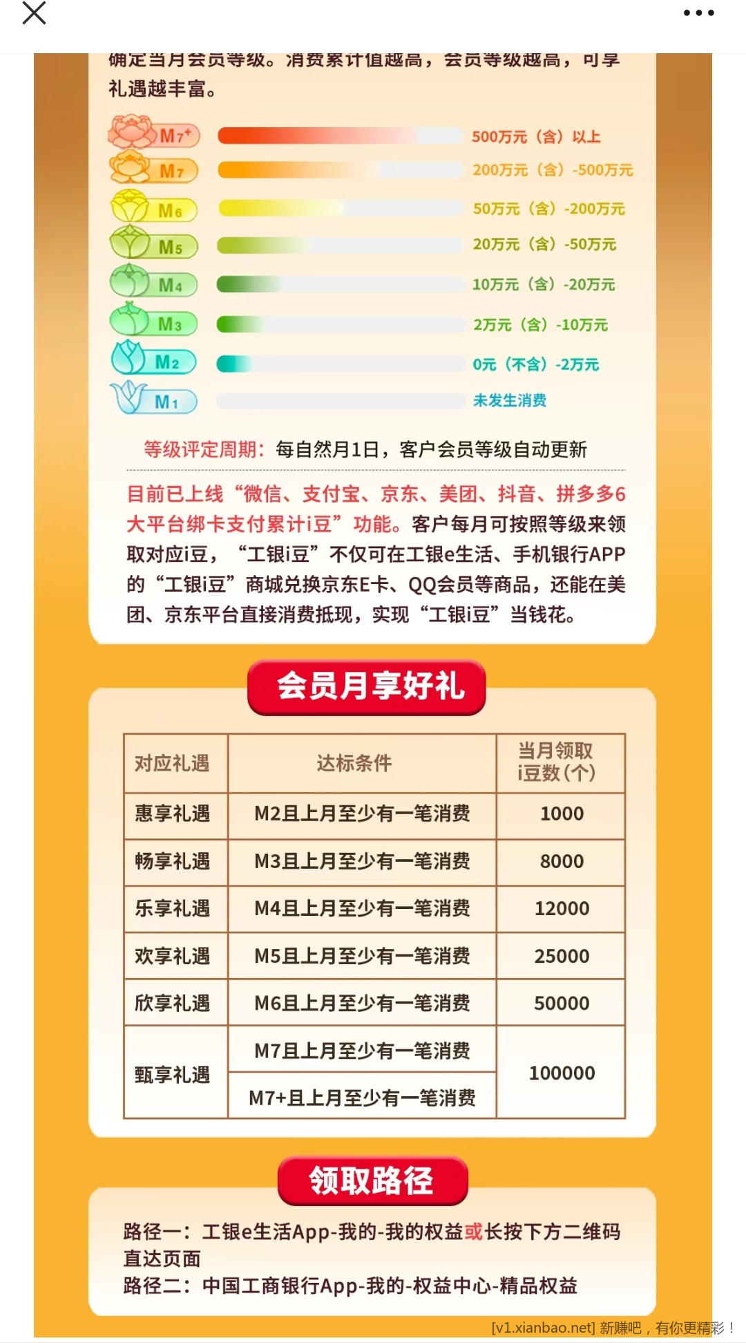 📢 工行xyk每月等级礼10点领1k~10w豆! - 美泡泡 📢 工行xyk每月等级礼10点领1k~10w豆! - 美泡泡